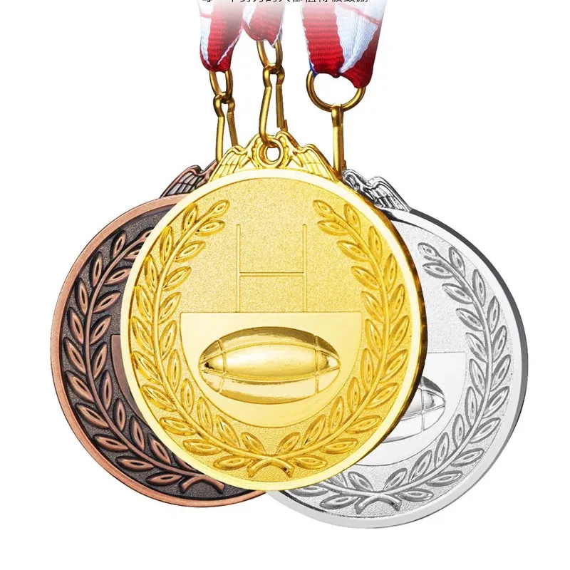 Customized Creative Rugby Medal, Gold, Silver, Bronze Honor, Children's Student Games, Competition Trophy, Medals Souvenir, 3Pcs