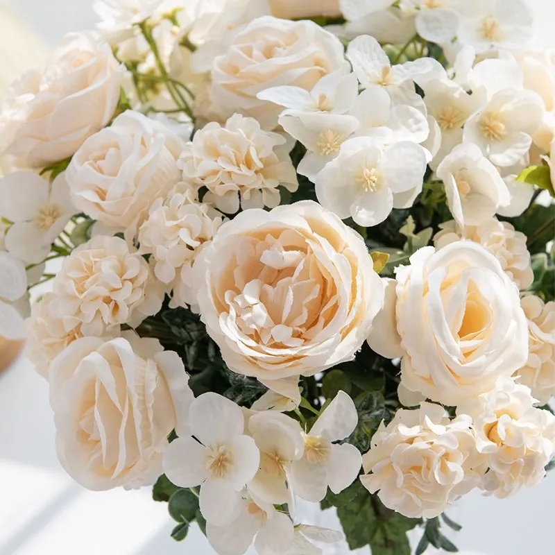 Künstliche Blume Seide Pfingstrose Rose Hortensie Hochzeit Bouquet Garten Festival Kranz Auto Dekoration Blumenarrangement Bonsai Prop – Detail 2