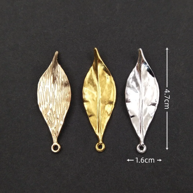 

10 PCS 47x16mm Metal Alloy KC Gold Silver Plated Leaf Pendant Charms DIY Handmade Jewelry Accessories