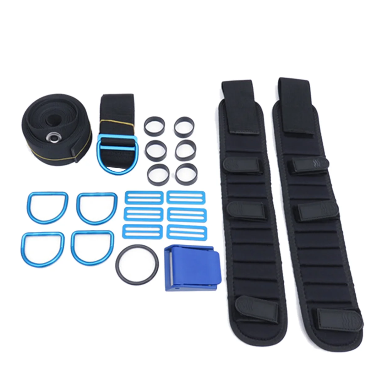 scuba-diving-backplate-dir-harness-bcd-holder-crotch-strap-set-weight-belt-dive-accessories-black-blue