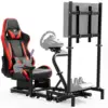 Racing Cockpit: TV Stand & Red Seat, Fits G923/G920/T500/Fanatec/T3PA/TGT, Stable Steering Wheel Stand (No Wheel/Pedals) 1
