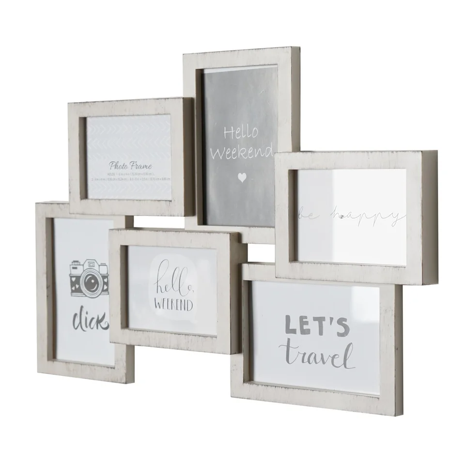 Rustic Vintage Photo Collage Frame for 6 Pictures