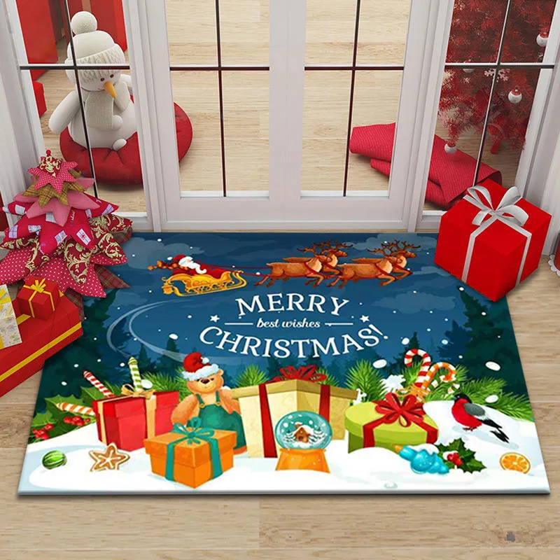 Santa Claus Home Entrance Door Mat Merry Christmas Non-Slip Hallway Bedroom Bathroom Living Room Rugs floor mat,plush rug,decorative carpet,silk wool rug,plush carpet,non slip carpet,imitated cashmere carpet