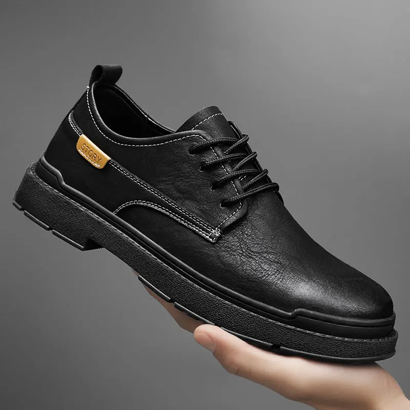 

genuine Leather Shoes Men Casual Sneakers lace up Handmade Outdoor Men Shoes Leather fashion Casual Wallking Footwear men shoes