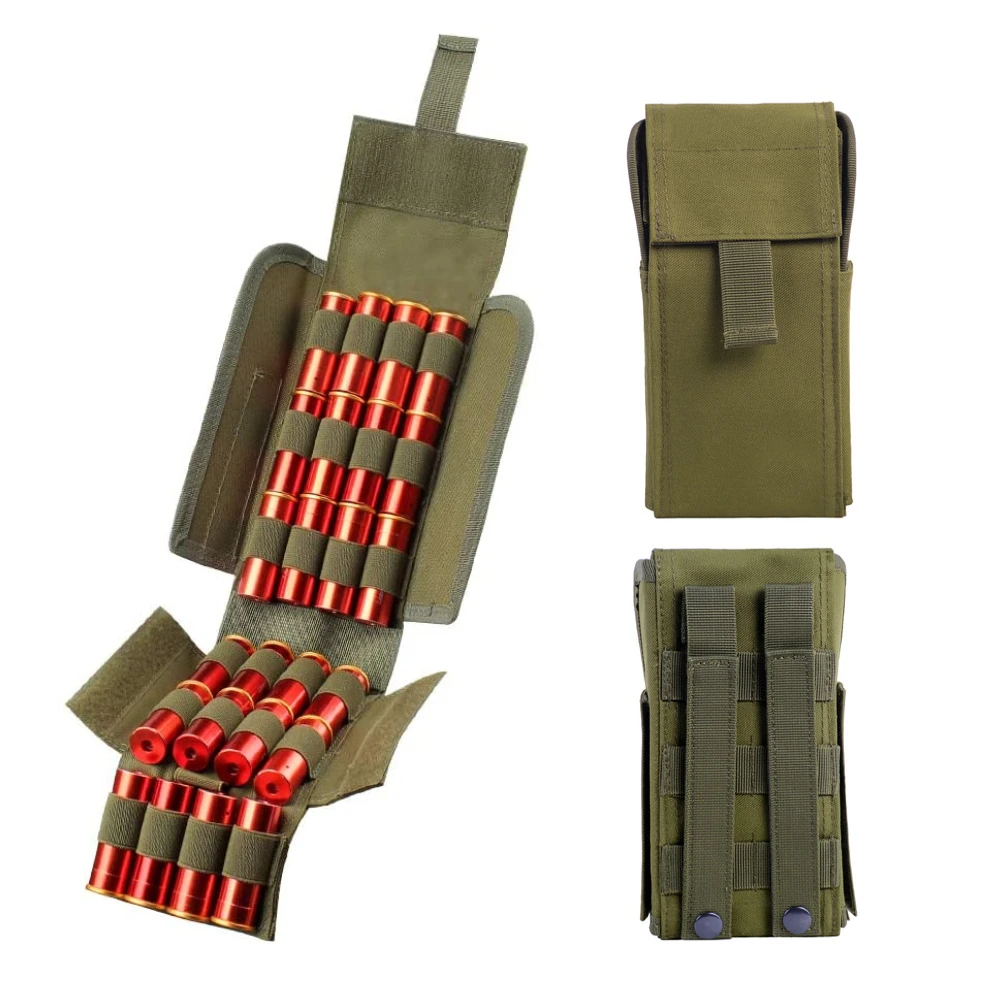 

GUGULUZA 12GA Ammo Shell Molle Pouch 25 Round Foldable Reload Ammo Mag Bag Shotshell Holder Tactical Shooting Hunting Accesories