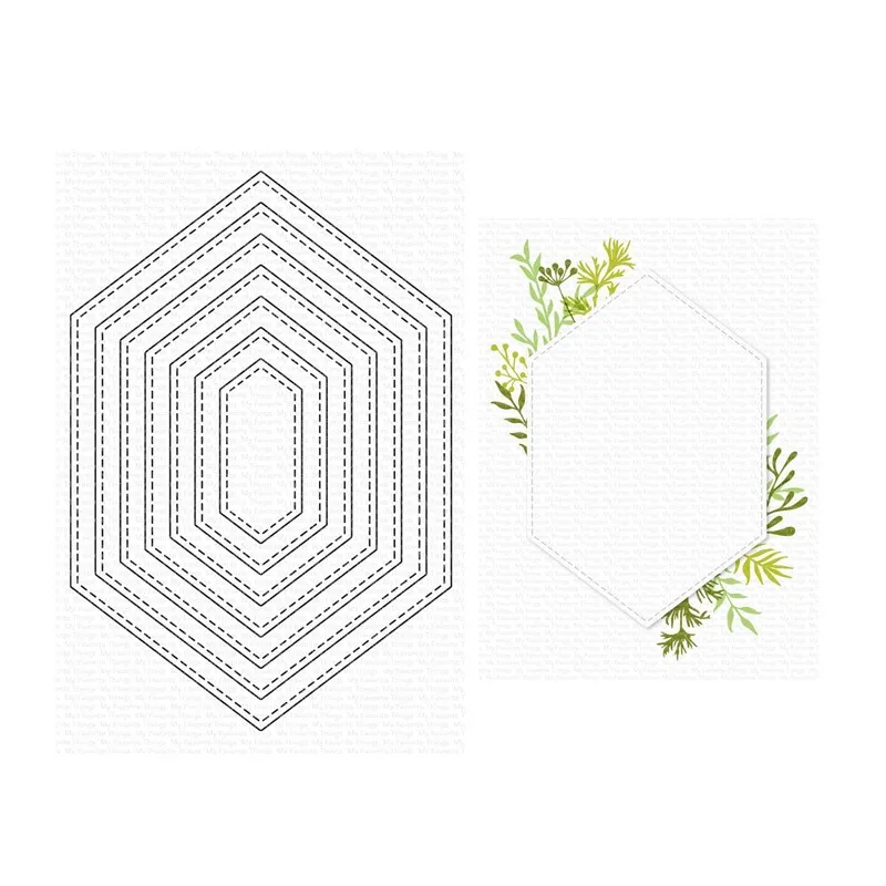 

April 2023 New Stitched Hexagon Stax Cutting Dies Scrapbooking for Paper Making Frames Card Set no Clear Stamps