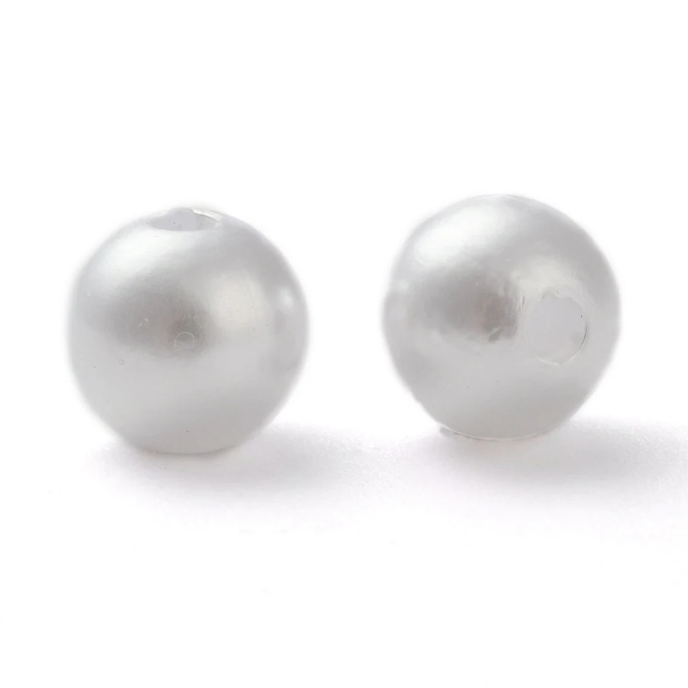 

1900PCS ABS Plastic Imitation Pearl Ball Beads Round White 8mm Hole: 2mm