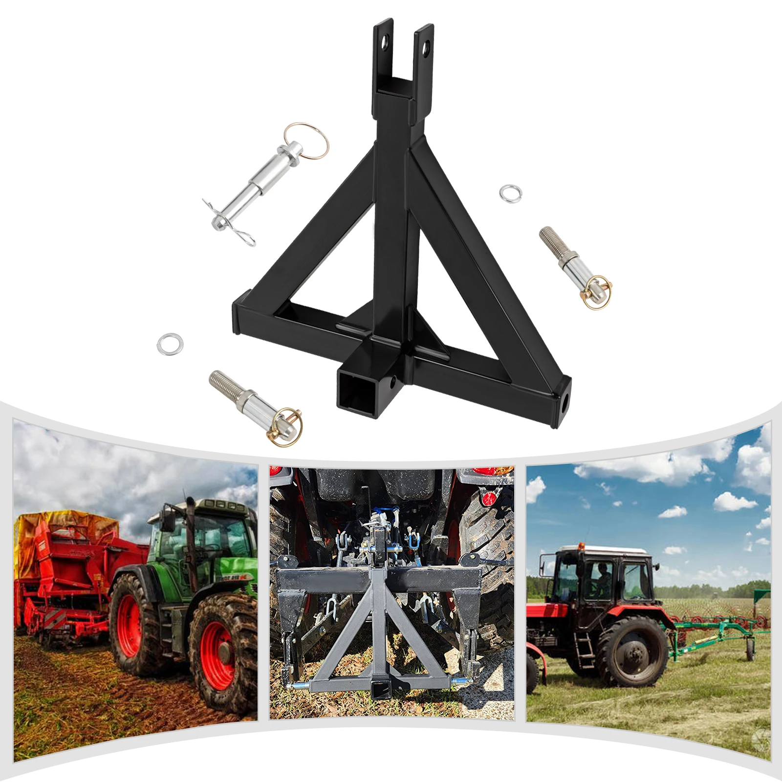 Afneembare trekhaak, 3-weg trekhaak-adapter met bouten, stalen koppelingsdrager, aanhanger, adapter voor gazontractor ATV golfwagen, tuintractor, hitch