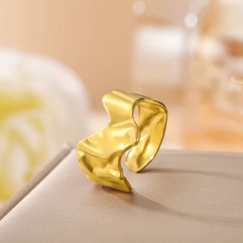 Anelli irregolari minimalisti Skyrim per le donne Commercio all'ingrosso di gioielli con anello da dito regolabile geometrico color oro in acciaio inossidabile