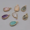 1PC yachu Rose Quartz Amethyst Amazonite Stone Gold Plated Pendant 10x20mm Jewelry Making DIY Necklace Accessory Gift 1