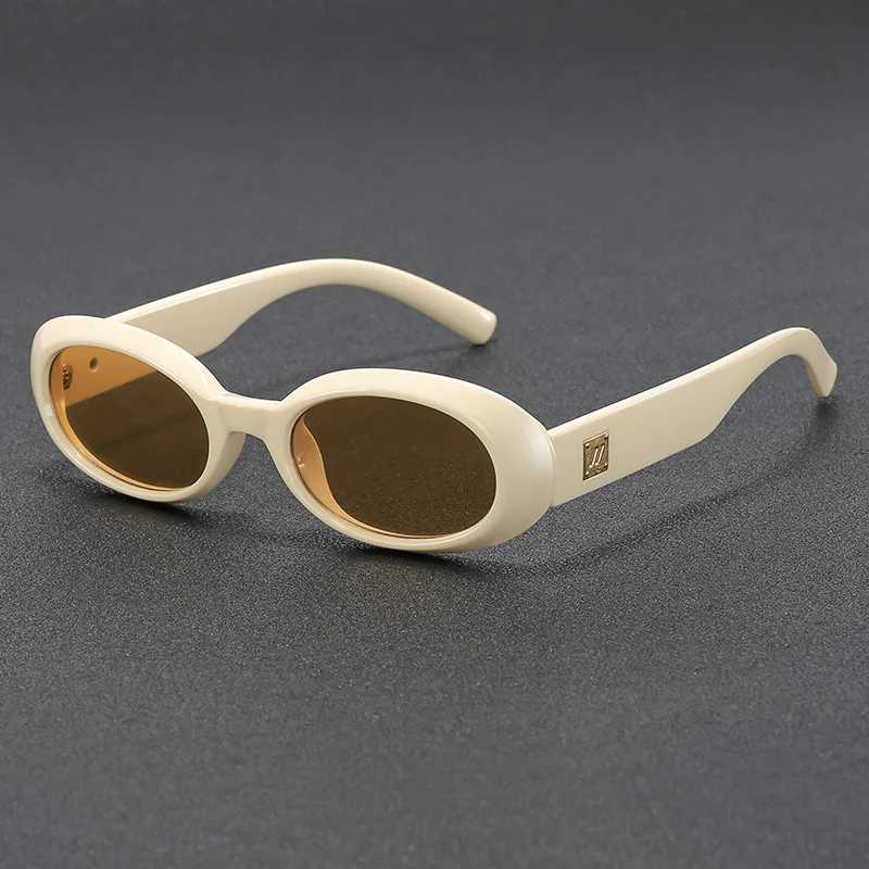 Premium Clear Acetate Oval Sunglasses Sleek Black Lenses, Elegant Gold Brand