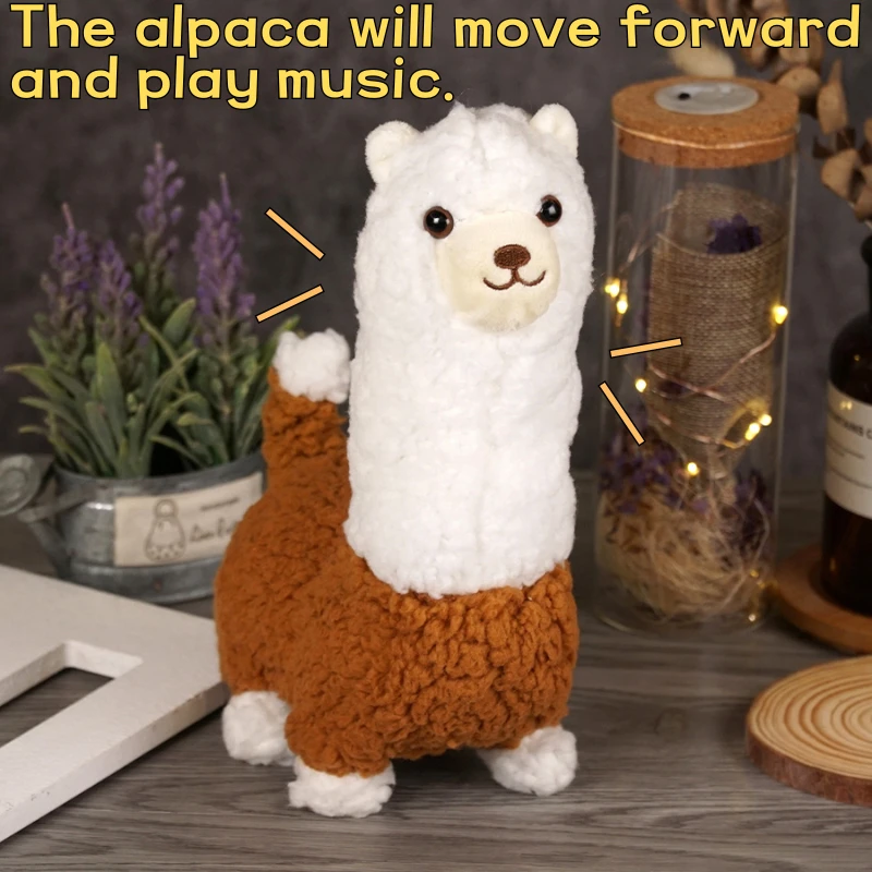 Electronic Alpaca Plush Toys Walking Wagging Tail Simulation Stuffed Animals Doll