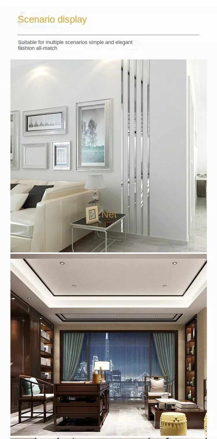Description Picture 5 of itemCustom Made Long Mirror Stainless Steel Flat Molding Line 3D Wall Sticker for Mirror Furniture Decal Living Room Decoration