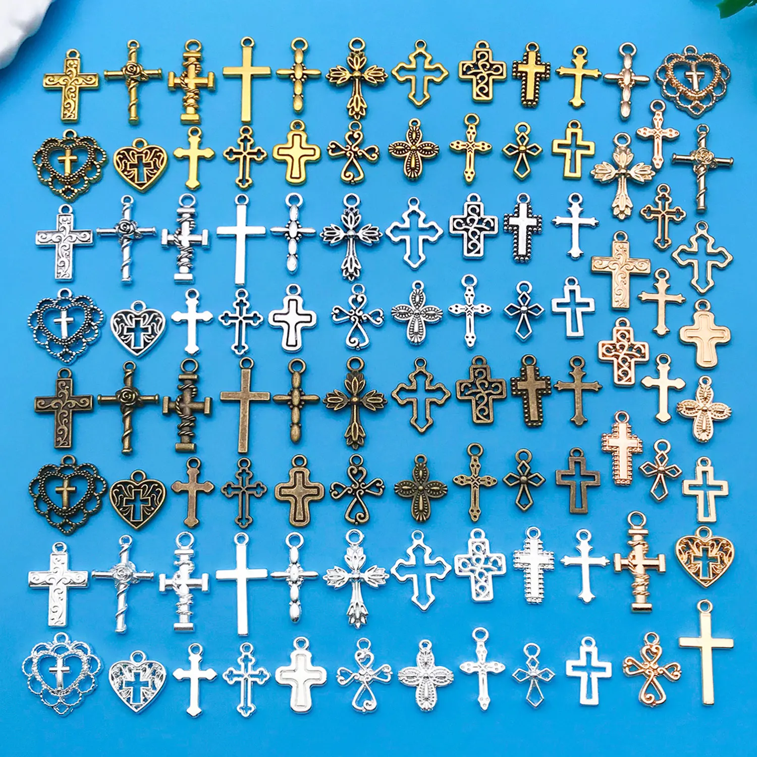 20/100 Stück gemischte Kreuzset-Serie aus Zinklegierung, modische Schmuck-Halskettenherstellung, DIY-Handwerk, Halloween-Weihnachtszubehör