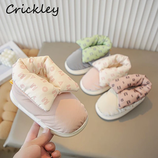 Chaussons de maison en peluche à enfiler pour enfants, optique imprimée,  chaussures d'hiver chaudes, garçons, filles, doux, astronomique, rinçage,  enfants, 2023 - AliExpress