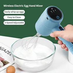 Wireless Electric Egg Beater With 2 Hardware, Manual Blender Electric Mixing And Mixing Biscuits, Brownie, Cake, Dough, Battery