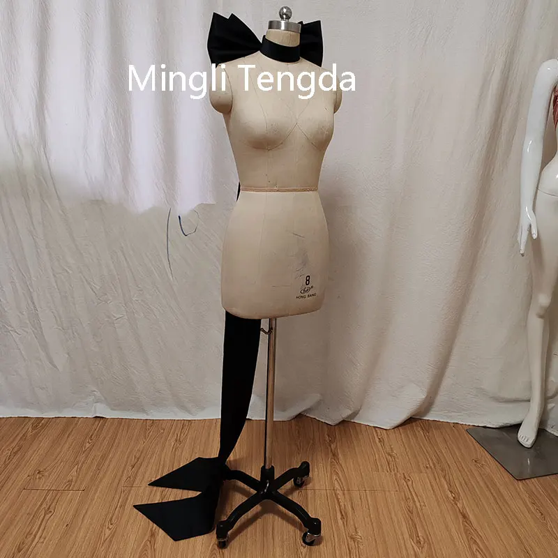 Mingli Tengda Stain Seperate Black Bow Tie Wedding Knots Removeable Muffler Satin Belts With Pin Accessories Gold Belt Bride