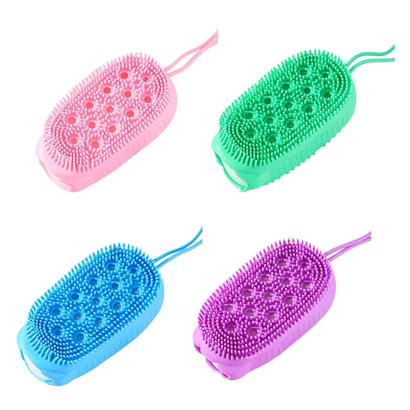 Silicone Body Scrubber Shower Exfoliating Scrub Sponge Bubble Bath Brush Massager Skin Cleaner Cleaning Pad Bathroom Accessories 4