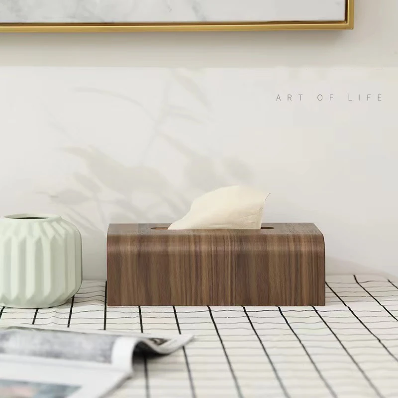 Simple Living Room Tissue Box Walnut Wood Bathroom Paper Box Table Desktop Storage Box Wooden Tissue Case Kitchen Accessories 6