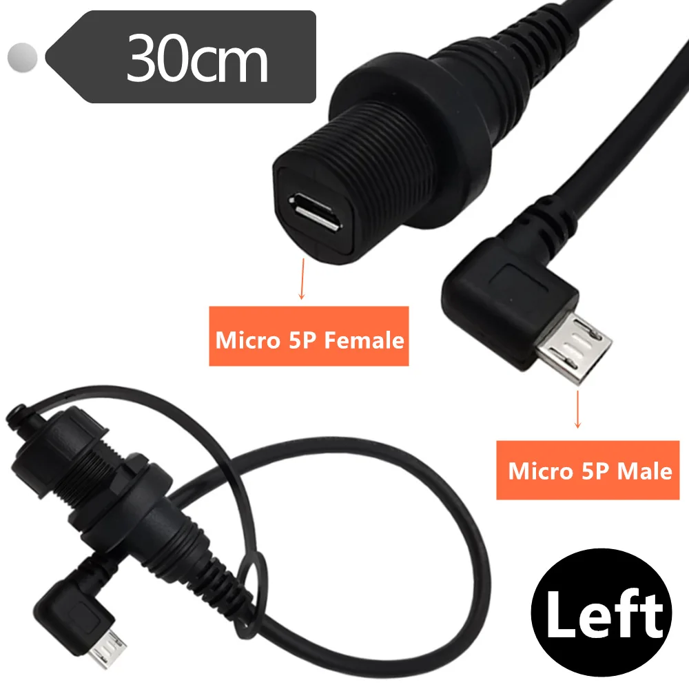 IP67 Micro USB Waterproof Cable Micro-USB 2.0 5pin IP 67 Male to Female Panel Mount WaterProof Connector Extension Cord 0.3m 1m micro usb waterproof cable