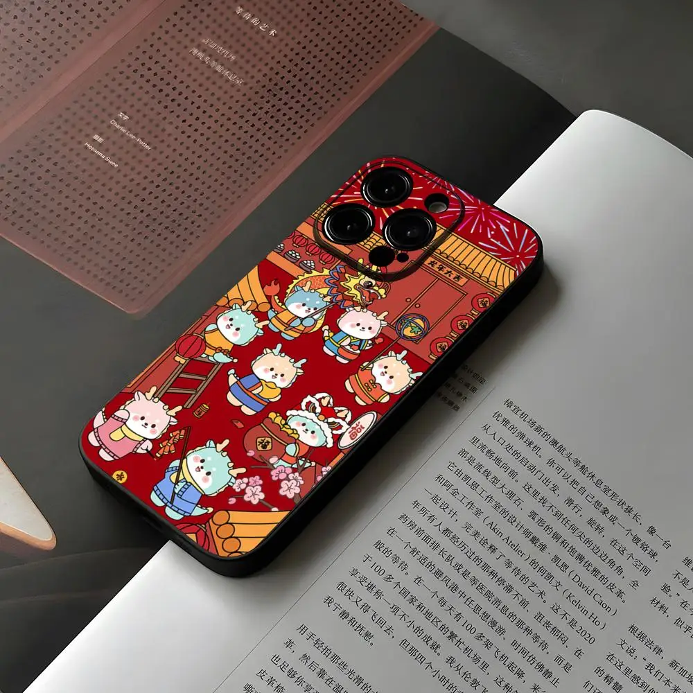 New Year 2024 Dragon Phone Case For Iphone 15 12 14 Se 2022 Pro Max 11 13 Xr X Xs Mini Plus Funda Shell Cover