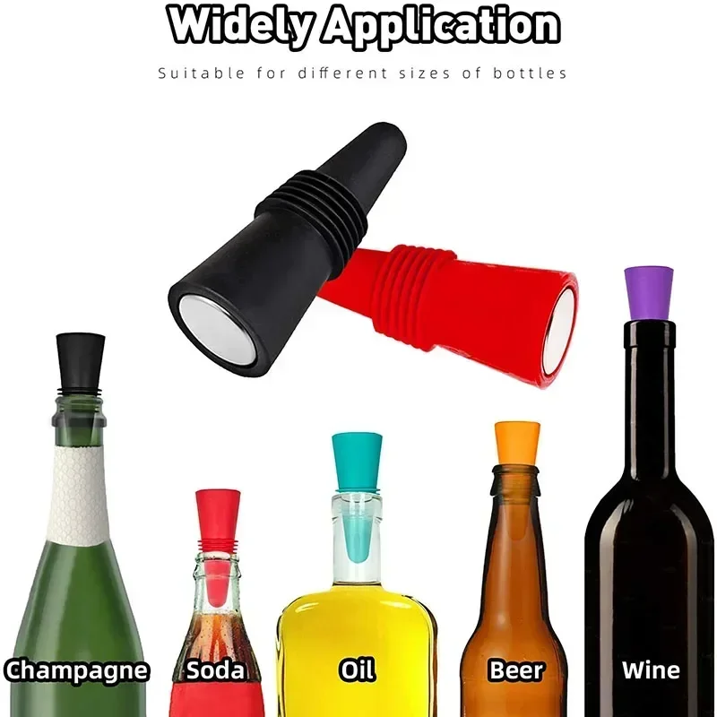 Leak-Proof Silicone Wine Bottle Stopper Set & Whisky Accessories Beer Champagne Cap Closer Cork Plugs Lids