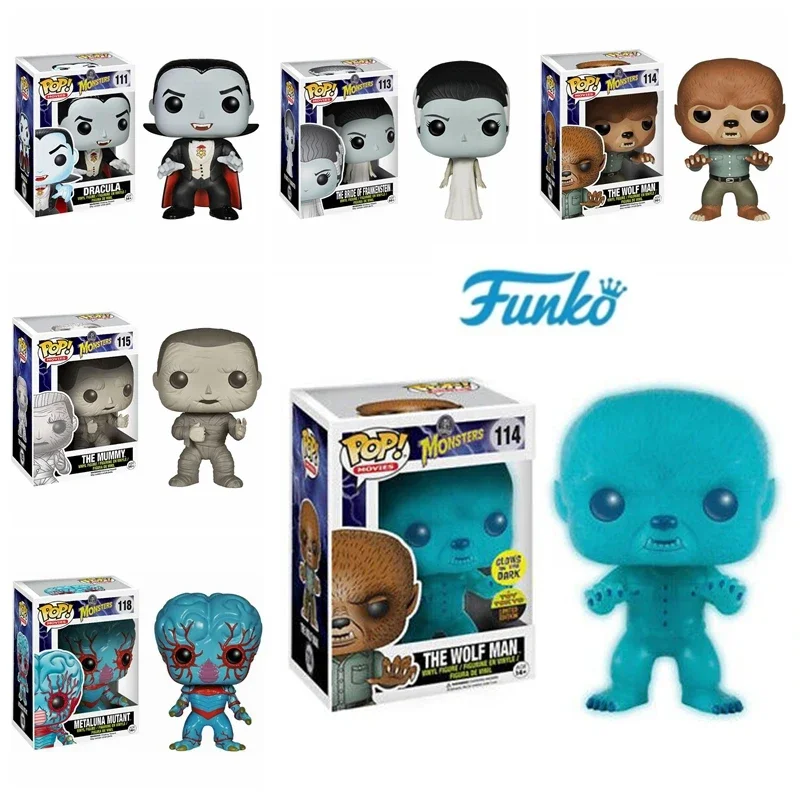 thumbnail image 1 of FUNKO POP Monsters Dracula 111 113 Wolfman 114 Mummy 115 Mutant 118 Colección de figuras de acción Edición limitada Modelo Juguetes para regalo, 1 of 5