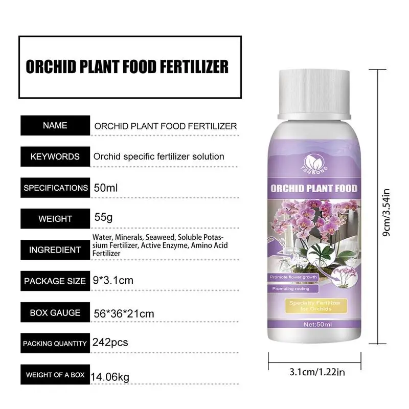 Organic Fertilizer Plant Fertilizing Concentrate Fertilizer Solution Orchid 50ml Plant Growth Enhancer Supplement Fast Rooting Plant Nutrient Solution for Orchids Liquid Fertili