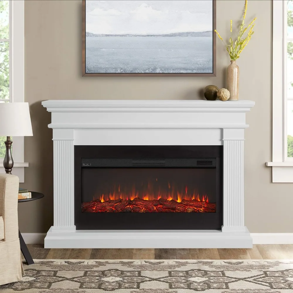 59" Landscape Electric Fireplace with Mantel for Living Room or Bedroom, Replaceable Fireplace Insert Heater, Log and Flame 2