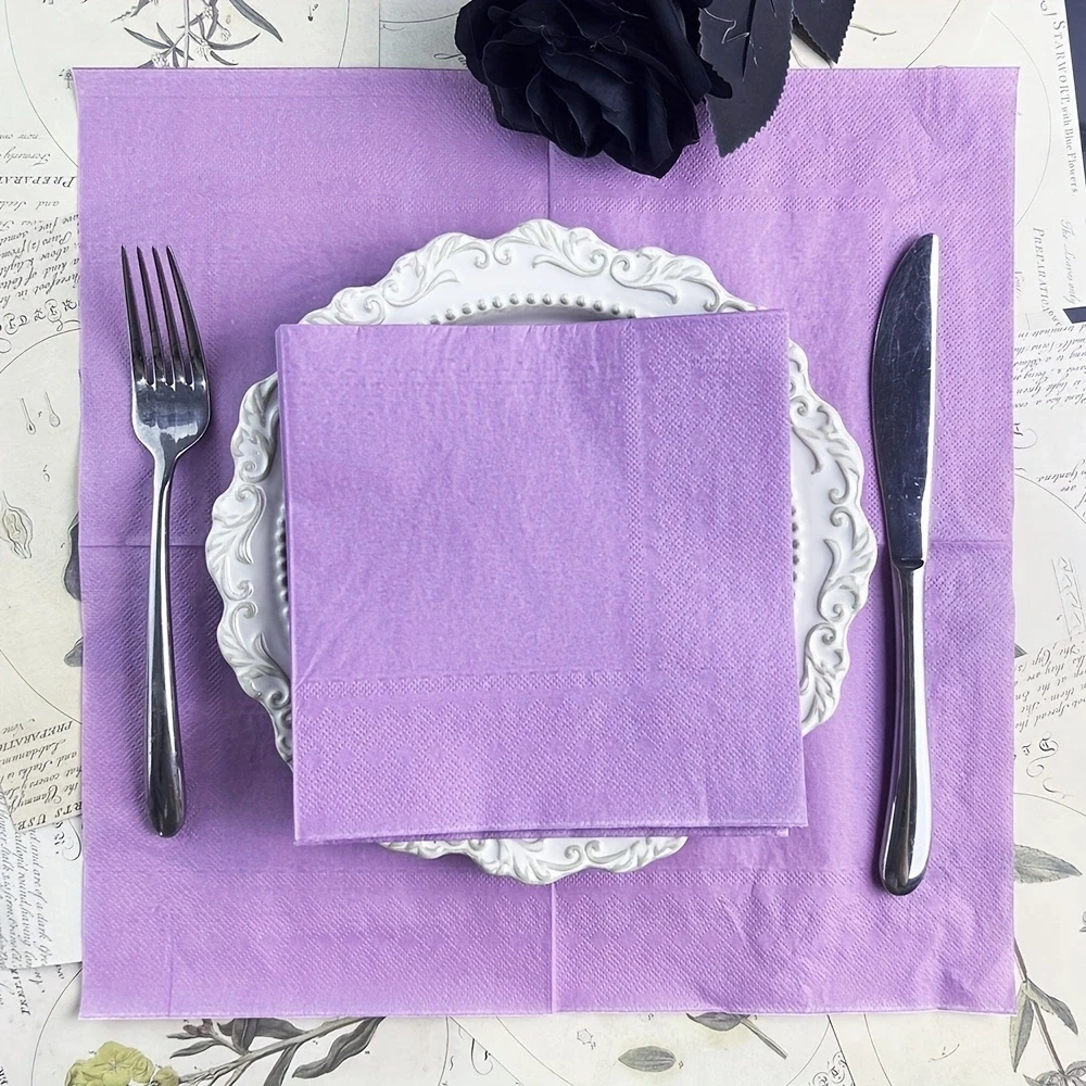 Description Picture 2 of item20pcs/lot Candy Color Paper Disposable Napkin Party Table Setting Paper Cafe Mouth Cloth Paper Placemat Dish Decoration Tissue