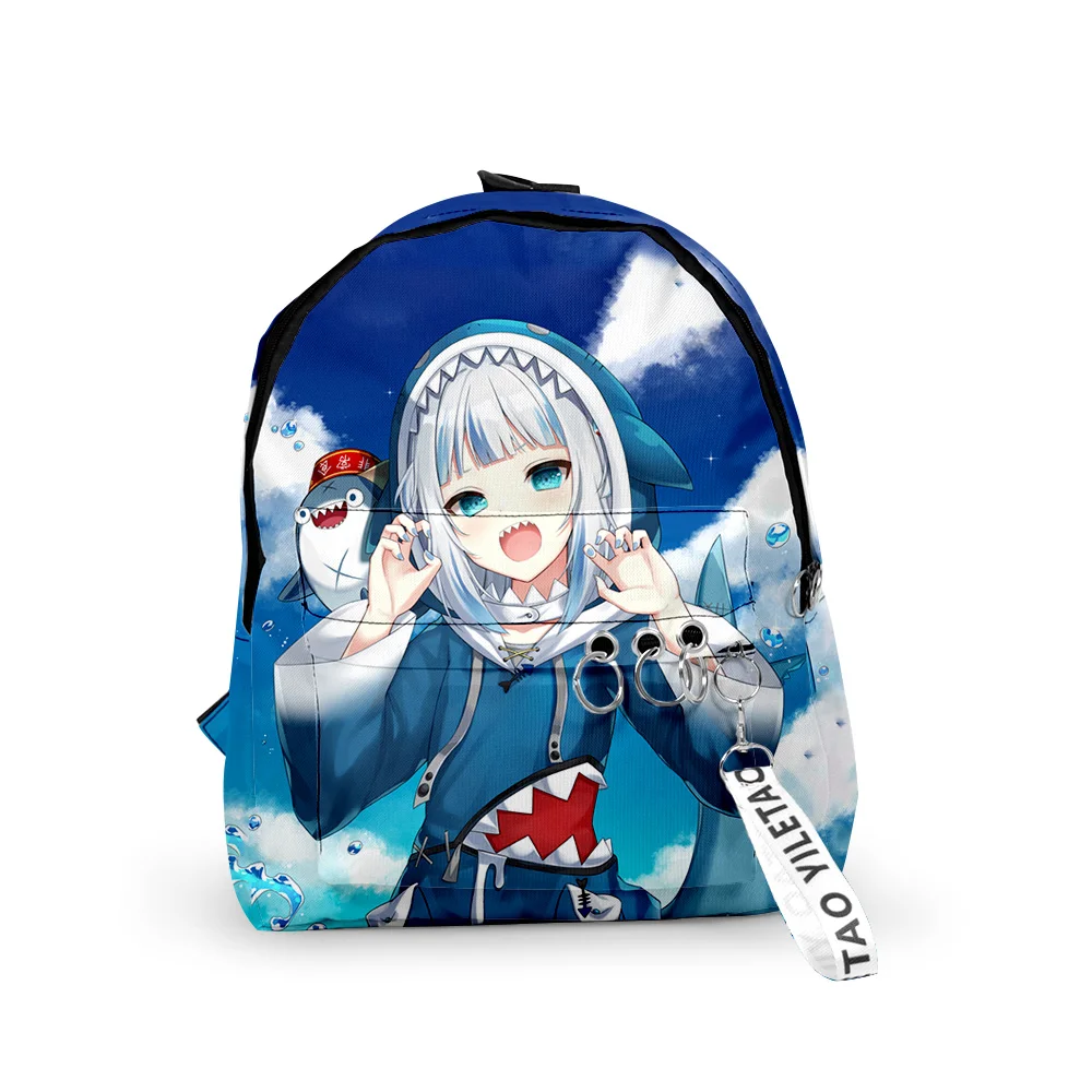 

Classic Gawr Gura Cute Shark Backpacks Boys/Girls pupil School Bags 3D Print Keychains Oxford Waterproof Cute Small Backpacks