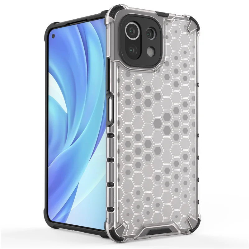 Honeycomb Style Armor Shockproof Phone Case For Xiaomi Mi 11 Lite 5G NE  Mi11 Pro TPU Bumper Hard Plastic Back Cover Coque Fundas