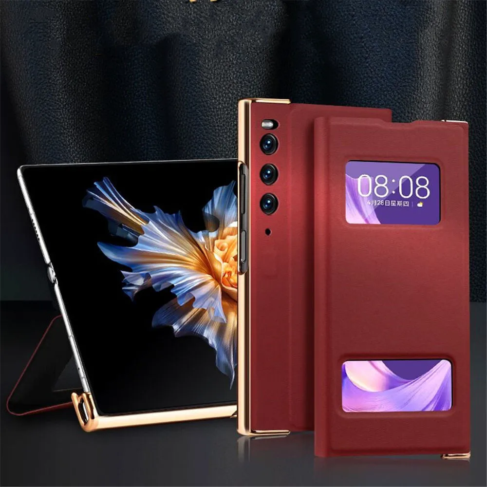 

Флип-чехол из натуральной кожи для Huawei Mate Xs 2, Магнитный чехол-подставка с окошком