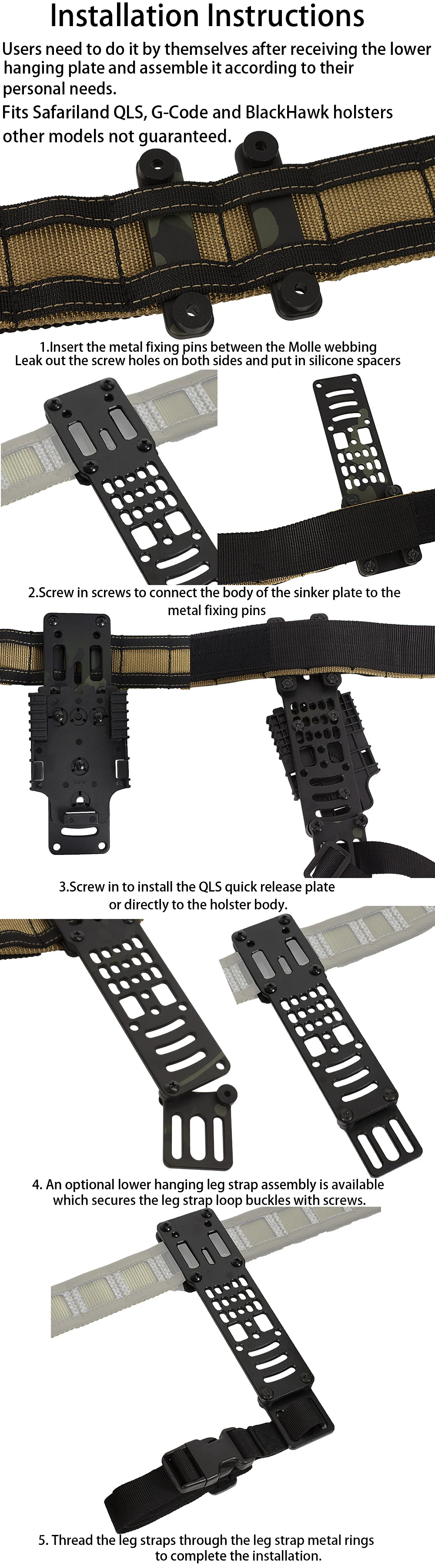 Metall Modulare Pistole Holster Adapter Kompatibel QLS Plattform Holster Drop Bein Band Jagd Airsoft Quick Pull Ziehen – Detail 8