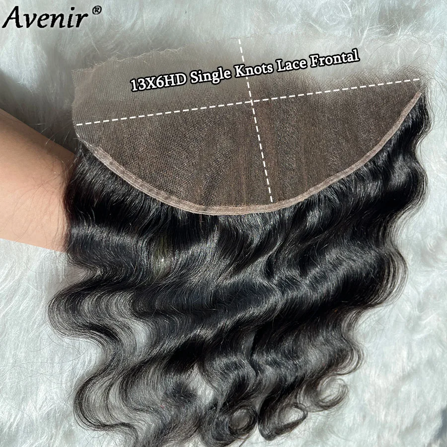Avenir Single Mini Knots Hd Lace Frontal only13x6 HD Invisible Melt Skin Lace Body Wave For women