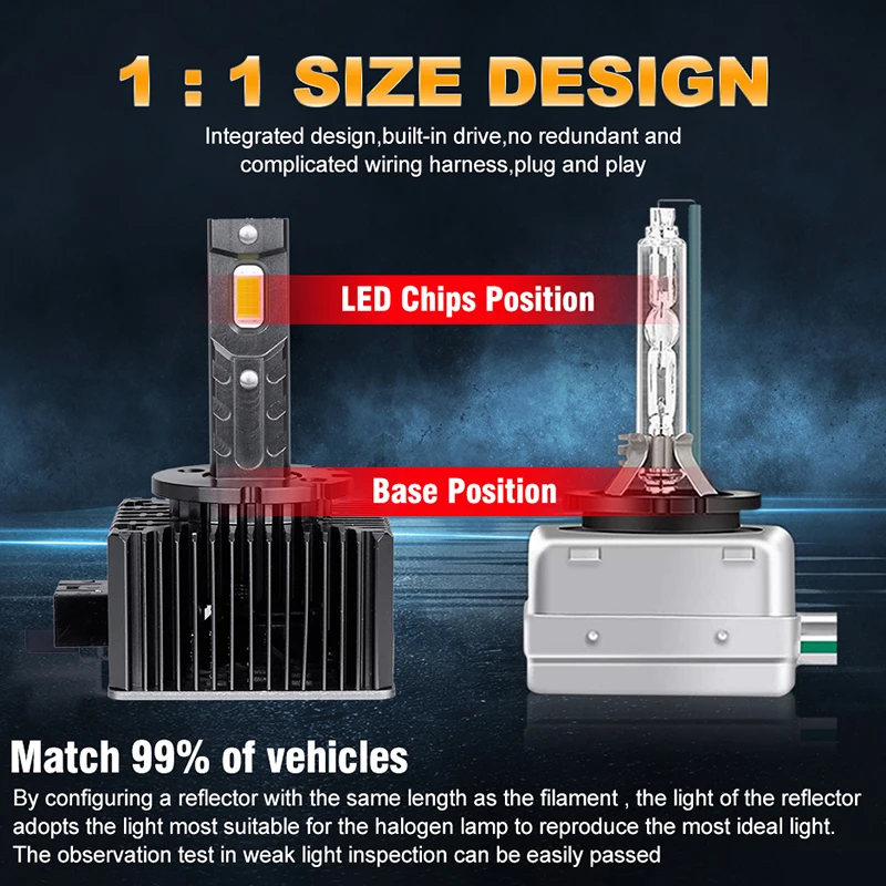 800W 4300K D1S D3S LED Headlights HID D2S D4S D8S D1R D2R D3R D4R Xenon Turbo LED 600000LM CSP Chips 6000K White Plug&Play 12V led headlights led car headlights