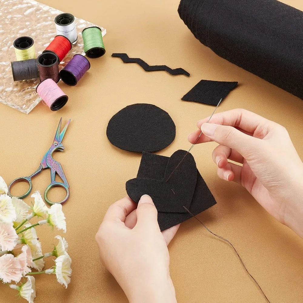 Felt Fabric Sheet 10FT 15.75 Inch Wide Black Felt Roll Nonwoven 0.9mm Thick Craft Patchwork Sewing