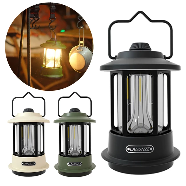 Lampe de Camping Lanterne LED Rechargeable Multifonction Lanterne  d'exterieur portable avec Poignée noir