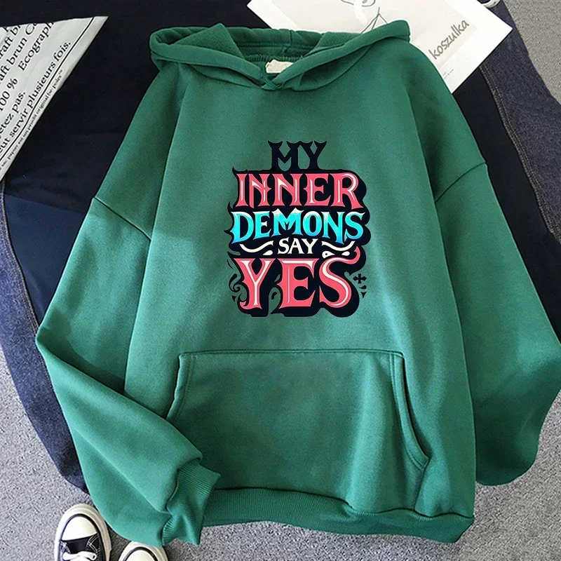 My Inner Demons Graphic Hoodies Anime Kawaii Letter Printing Sweatshirts Sudaderas Winter Male Long Sleeve Vintage Streetwear
