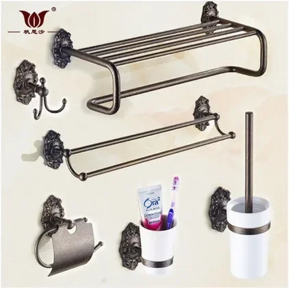 

European-style towel rack pendant bathroom toilet brush toilet paper towel ring single pole double pole towel hanging soap net r
