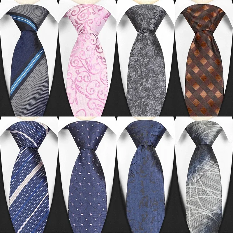 

Classic 8cm 3.15" Men's Tie Jacquard Woven Cravatta Polka Dot Striped Plaid Neckties Business Neck Tie For Wedding Party