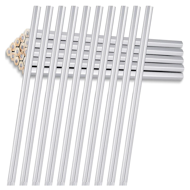 24 Pack Silver Welders Pencil Metallic Silver Marking Pencil Water