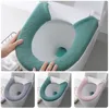1 PCS Toilet Seat Cover Bathroom Soft Thicker Warmer with Snaps Fixed Stretchable Washable Fiber Cloth Toilet Seat Covers Pads 1