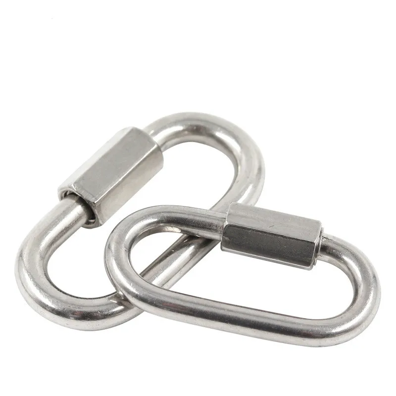 1 Pcs Carabiner Hook 304 Stainless Steel Oval Screwlock Quick Link Lock Ring Hook Chain Rope Connector Buckle Locked