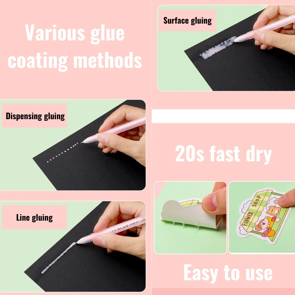 캔디 컬러 접착제 펜, 빠른 건조 스틱 학생 핸드북, DIY 고점도 접착제, 사무실 수동 분배 펜, 솔리드 접착제