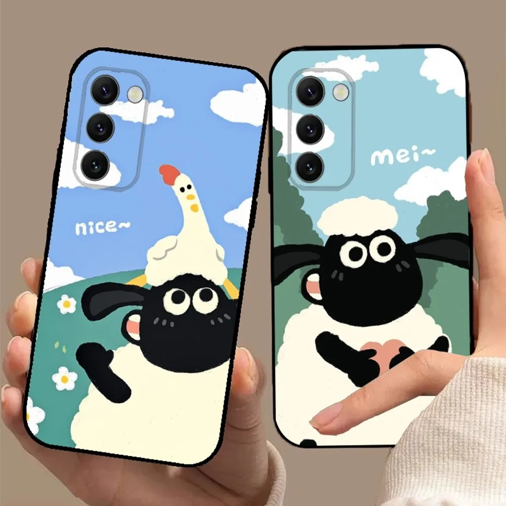 Custodia Per Telefono Cartoon S-Sheep S-404 Per Samsung S23,23,22,30,21,10,9,Note20 Ultra,Lite,Ultra,5G,Plus,Fe, Custodia Morbida Nera