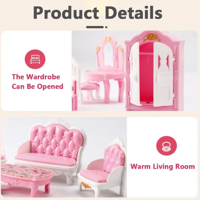Hot Sale Cute Kawaii Pink 10 Items/Lot Miniature Dollhouse Furniture Accessory Kids Toys Kitchen Cooking Things For Girl Gifts 2