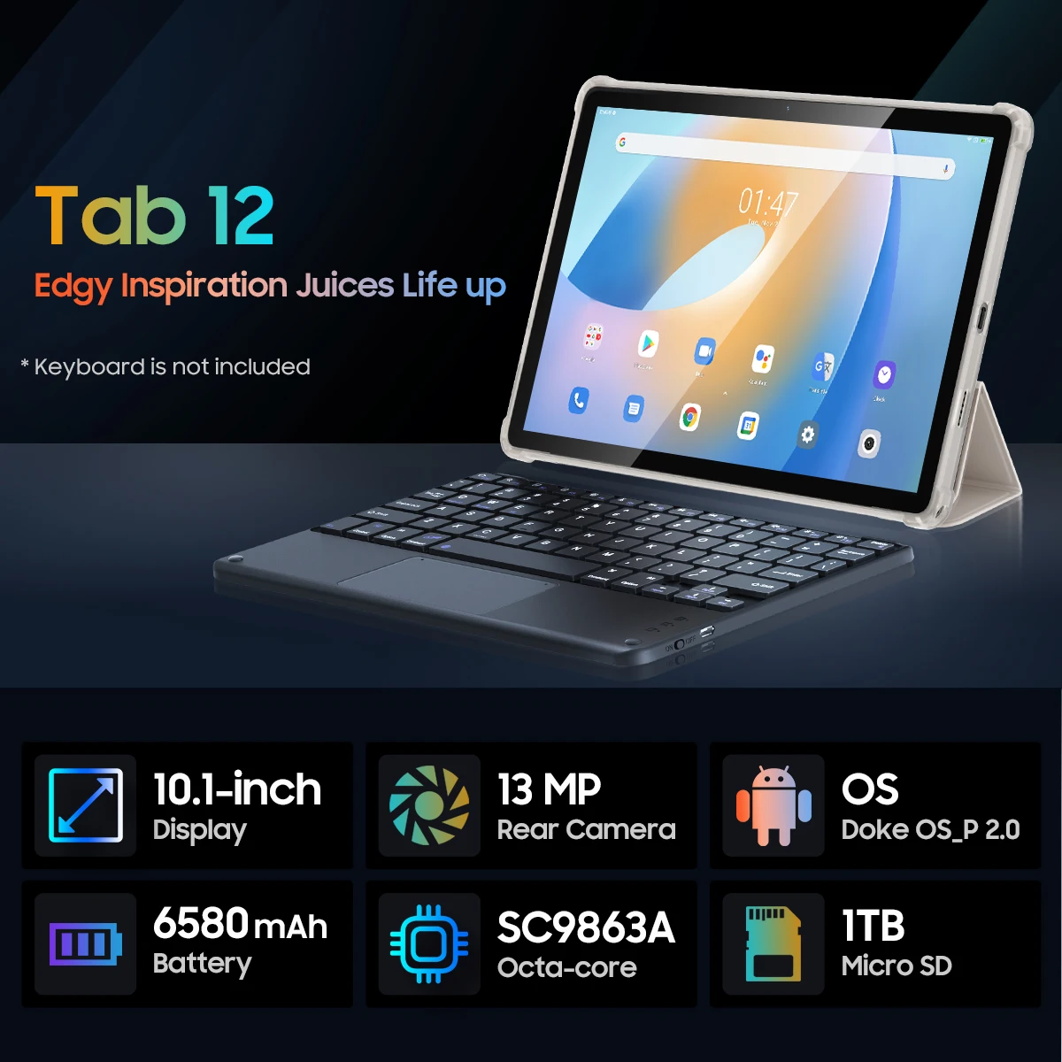Blackview Tab 12 10.1 Inch Android 11 Unisoc SC9863A Octa Core 4GB RAM 64GB ROM Tablets PC Dual Wifi 6580mAh Ultra Thin Portable 2