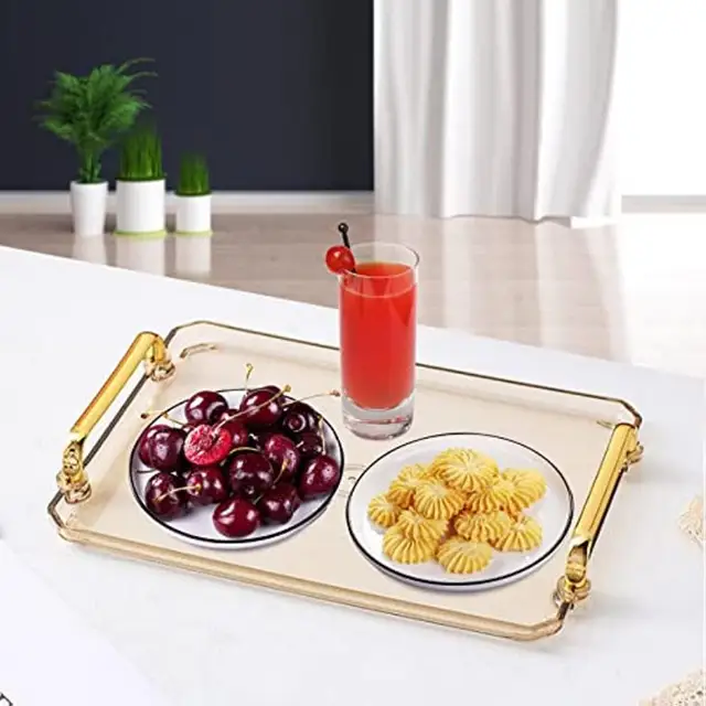 Small&Large Serving Tray with Handles Valet Tray Plastic Serving Tray for Party Kitchen Bathroom Dessert Table Cupcake Display 5