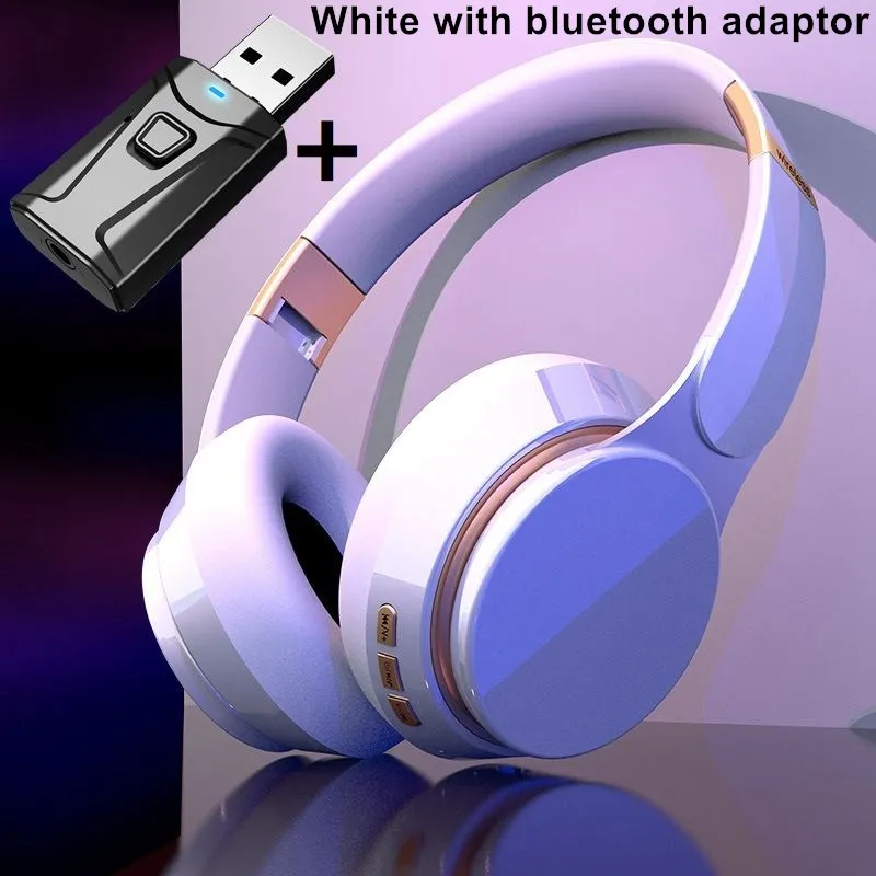 Auriculares Inalambricos Para Tv Con Su Adaptador Bluetootf5 Color Blanco